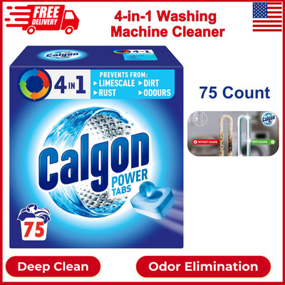 Calgon 4-in-1 Washing Machine Cleaner And Water Softener Tablets, 75 Ct, XL Size