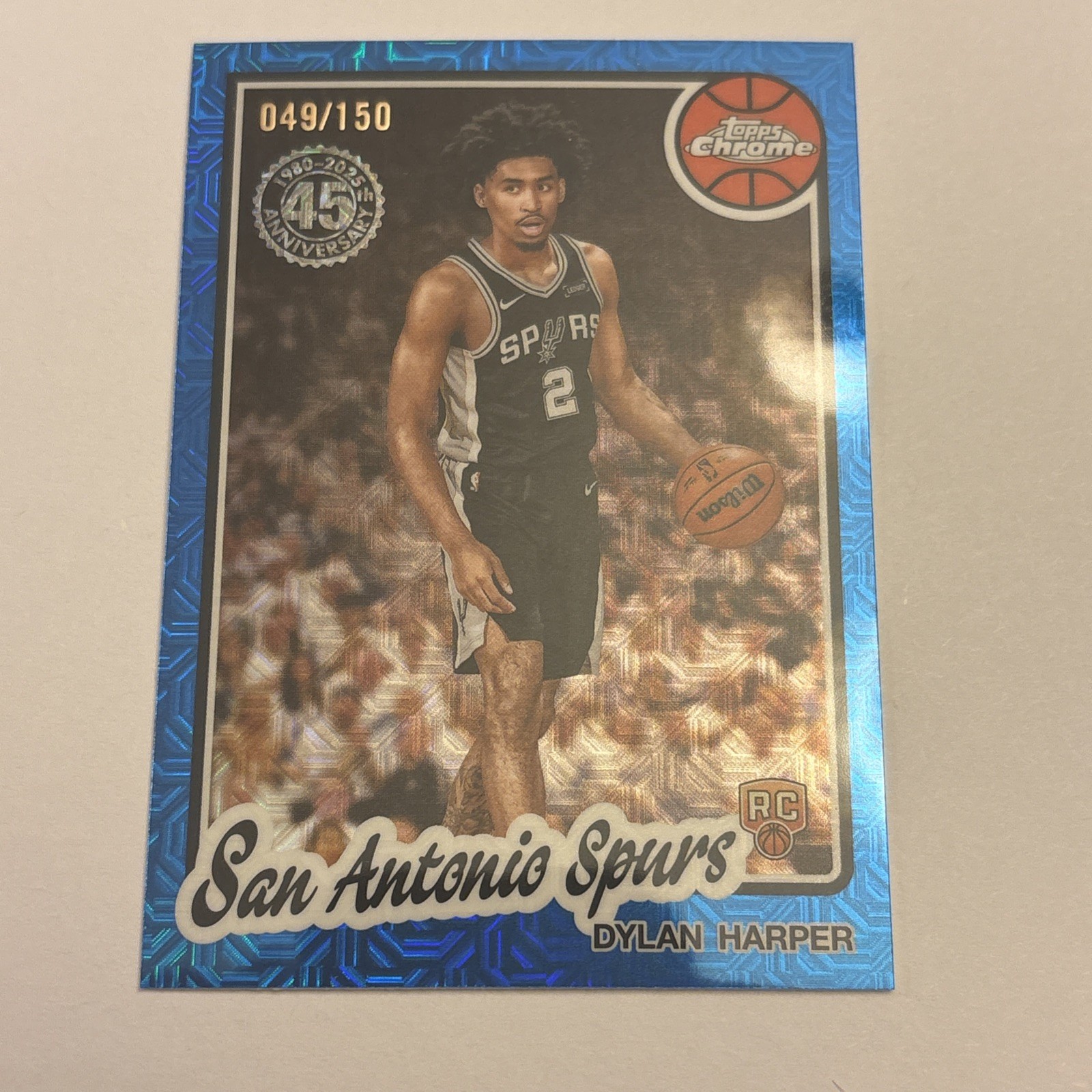 2025-26 Topps Chrome Dylan Harper 45th 1980-81 Rookie RC Blue Mojo /150