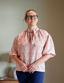 Pink Print 3/4 Quarter Sleeve Blouse