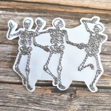 Dancing Party Skeletons Halloween Goth Skulls Death Iron on Patch
