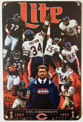 Miller Lite Beer Chicago Bears Sign - High Life NFL Football