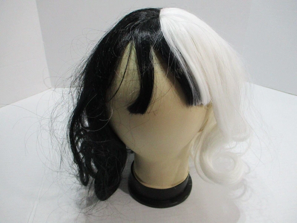 Disfraz de Villanos Cruella De Vil Niñas Mediano 8-10 Vestido Peluca Negro Juegos con disfraces De lujo Foto 3 de 4