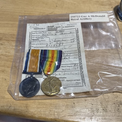 World War 1 medals from Gunner A McDonald Royal Artillery