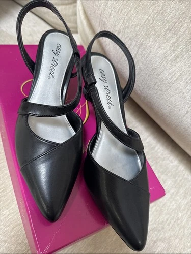 Easy Street Women’s Sling Back Pumps Heels New Size 6.5 Black