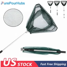 82" Fishing Landing Net Telescopic Folding Alum Handle 3 Section Extending Pole