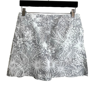 RipSkirt Hawaii Gray and White Floral Wrap Skirt   Size M (Length 1)
