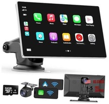 9" Wireless Apple Carplay Screen for Car,with 4K Dash Cam and 1080p Backup
