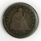 1876 CC Seated Liberty Quarter, No Arrows,