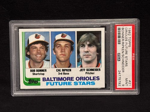 CAL RIPKEN JR. BONNER SCHNEIDER ORIOLES 1982 TOPPS ROOKIE CARD #21 MINT PSA 9