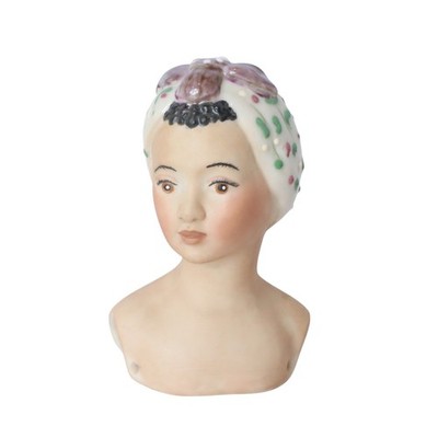 Antique Porcelain Bisque Half Doll Head Bust Hand Painted Germany Art Deco 4.5''