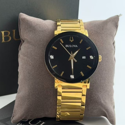 New Bulova Futuro Modern 97D116 Men's Quartz Watch Black Diamond Dial 42mm
