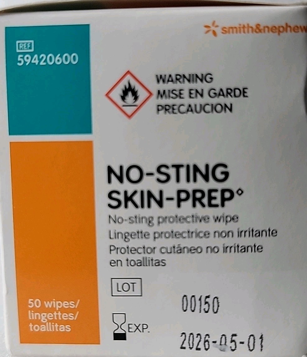 No-Sting Skin-Prep Protective Wipes Alcohol-Free Smith & Nephew Exp.05/2026