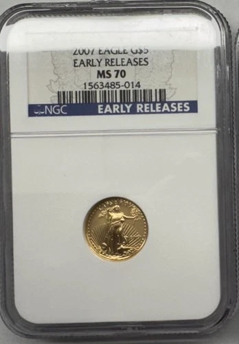 2007 1/10 Oz. G$5 Gold American Eagle Graded by NGC as MS70 Early Releases