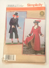 Pirate Costume Mens Size L XL 42-48 Simplicity 2333 Uncut Halloween Pattern