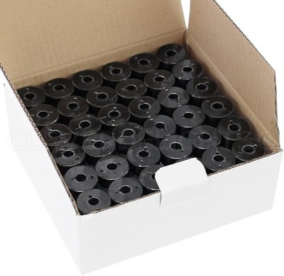 CleverDelights Black Size A (Class 15) Prewound Bobbins - 144 Pack - Black 60...