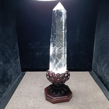 2.92LB Natural Clear Quartz Crystal Obelisk Tower Point Wand Reiki Healing+stand