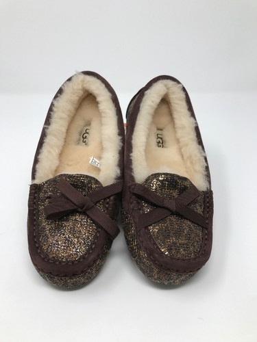 UGG Australia Rylee Slippers Moccasins Womens Size 5 Bronze Brown & Gold - Picture 7 of 12