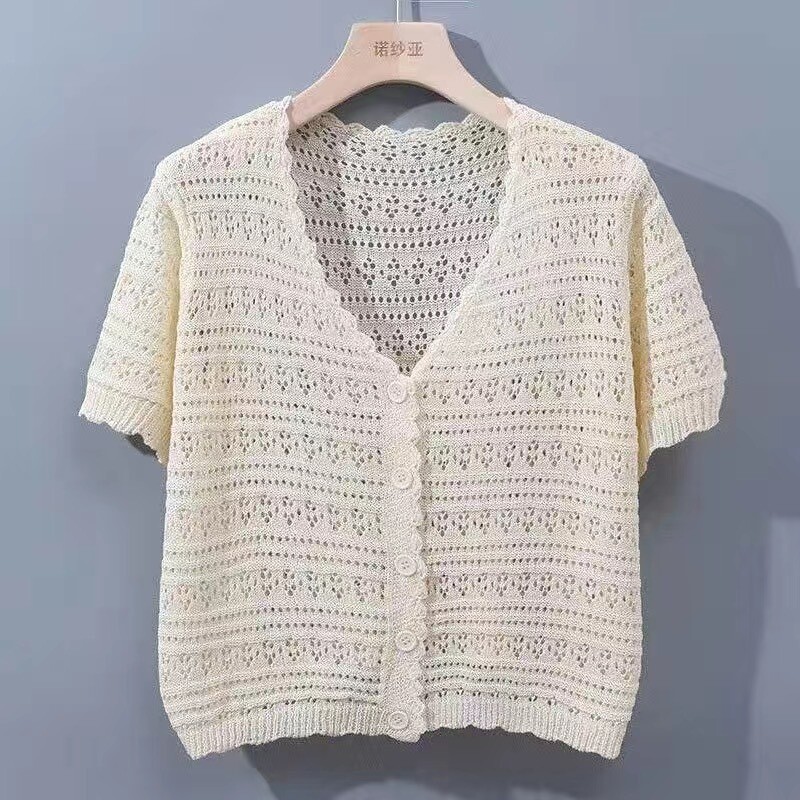 Sweater Lady Knitted Top Thin Cardigan Knitting Crochet Knit Party Beach Summer