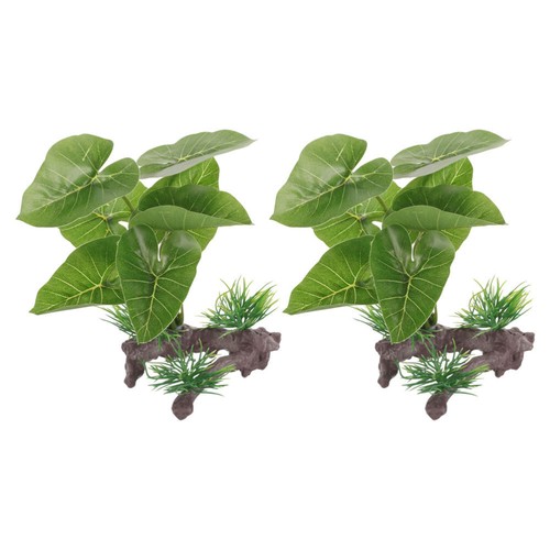 2 Pcs Artificial Water officiel Plants Aquatic Fake Amphibian Habitat Hideout Plastic
