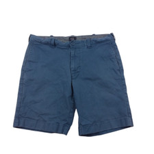 Men's J. Crew Flex Chino Shorts Size 34 Flat Front 9" Ins Pockets Blue Cotton