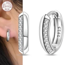 KUNSIR 925 Sterling Silver Minimalist CZ Hoop Earrings For Women Jewelry Gifts