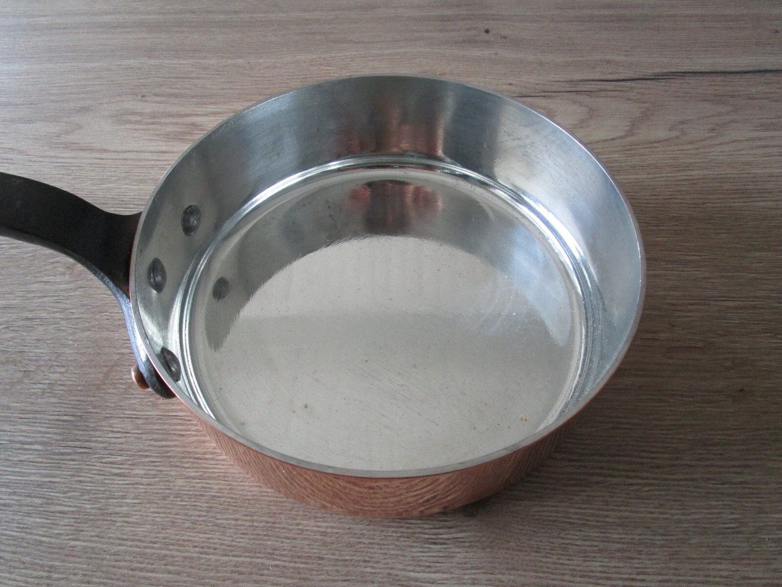 Ancienne Casserole Sauteuse Poêle en cuivre étamé cuivres de Faucogney