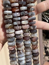 Natural Botswana Agate Faceted Wheel Rondel Beads, 14-15mm, 16" String -NICE !
