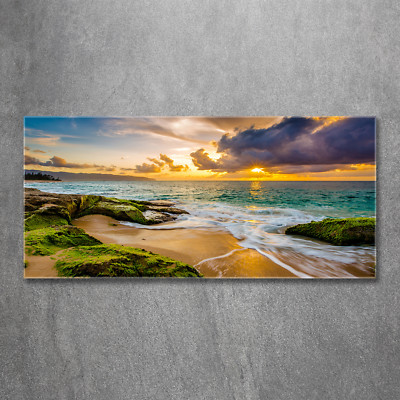 Glas-Bild Wandbilder Druck auf Glas 120x60 Landschaften Sonnenuntergang Meer