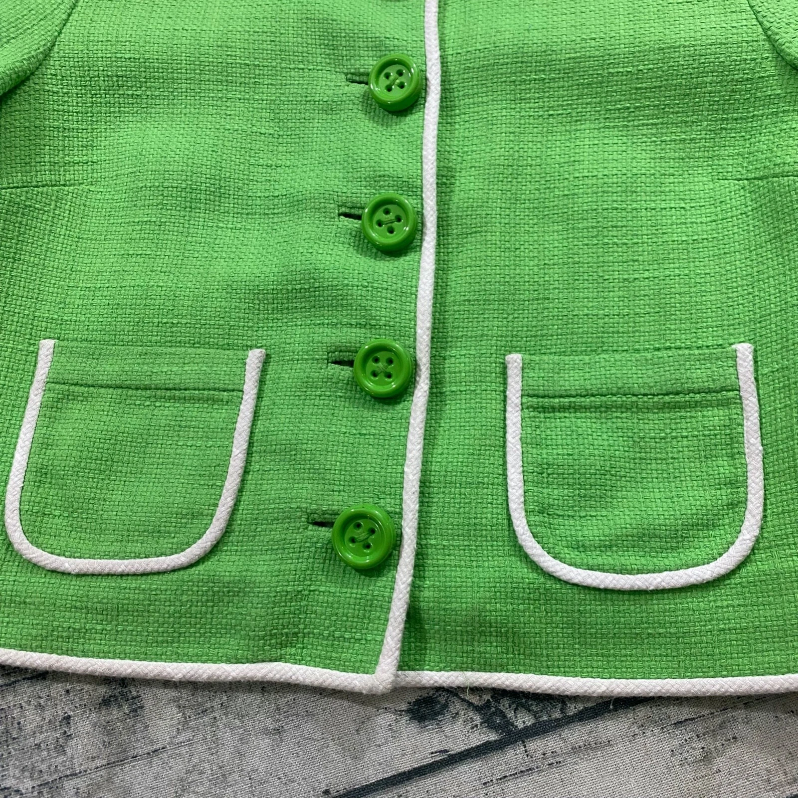 Giacca blazer Kate Spade Valerie cropped bottoni grandi chiave verde lime taglia 6