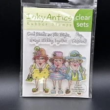 Inky Antics Clear Cling Stamp Set Girlfriends Worldly Women 11138SC Ladies hats