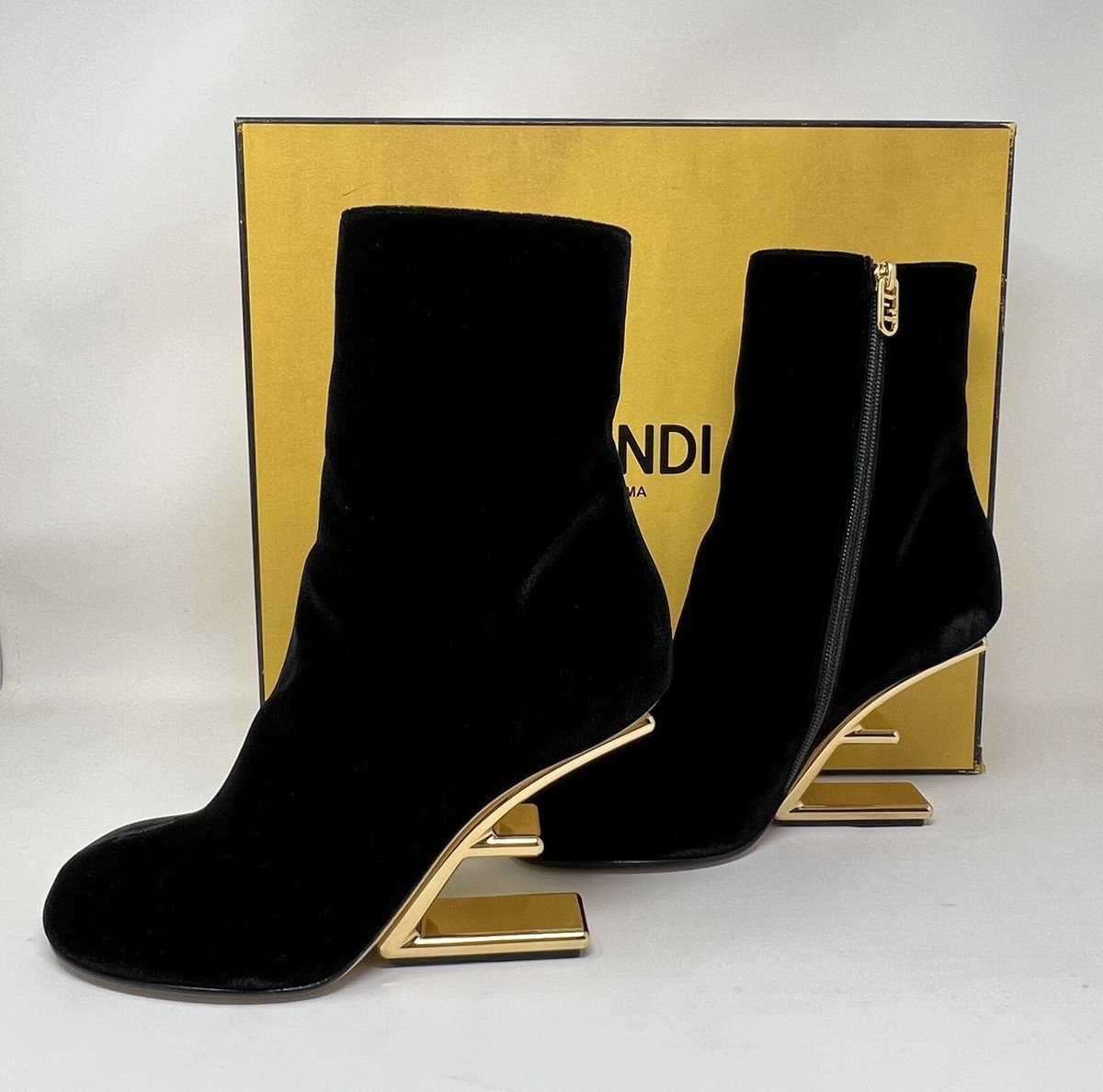 FENDI Velvet Fendi First 95mm High Heeled Ankle Boots 38 FENDI Velvet Fendi First 95mm High Heeled Ankle Boots 38