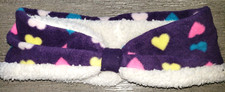 girls PURPLE FLEECE HEADBAND EARMUFF colorful hearts ONE SIZE FITS MOST