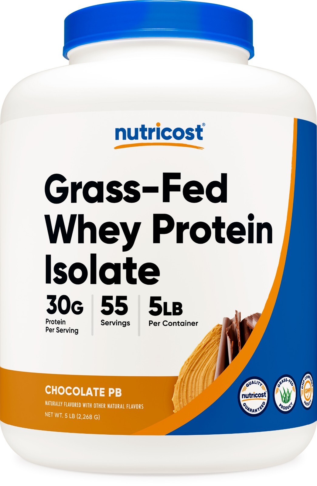 Изолят сывороточного протеина травяного происхождения Nutricost (шоколадно-арахисовый баттер), 5 ФУНТОВ