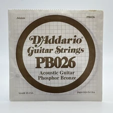 D'Addario PB026 Phosphor Bronze Wound Acoustic Guitar Single String, .026 .66mm