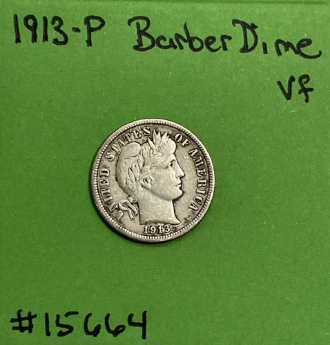 1913-P Barber / Liberty Head Dime 10c Vf  Very Fine See Pictures