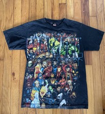 Vintage Y2K Marvel Mad Engine X-Men Wolverine Hulk Spiderman Surfer Shirt