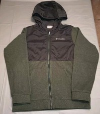 Columbia Boys L 14-16 Hooded Full-Zip Green/Black Fleece Jacket
