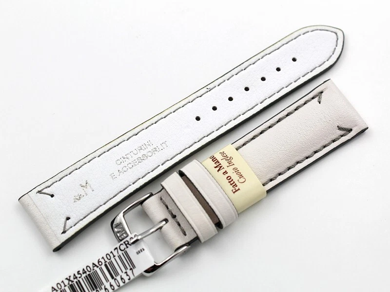 Cinturón de piel de becerro genuino hecho a mano unisex color blanco con correa hecha a mano Foto 2 de 4