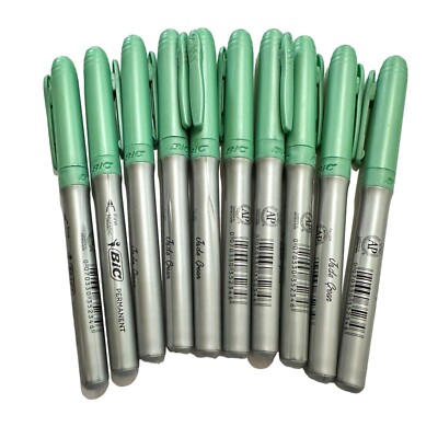 Lot 10 Bic Metallic Jade Green  Permanent Markers