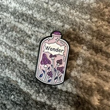 Enamel Pin Mushroom Wonder In Jar Brooch Backpack Beard Cottage Mush Purple New