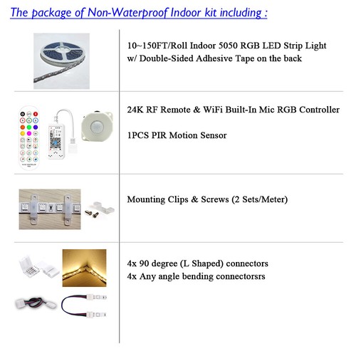 Batería fuera de coche/barco 12 V 150 ft 100 ft 5050 rgb led tira de luz con sensor PIR - Imagen 10 de 10