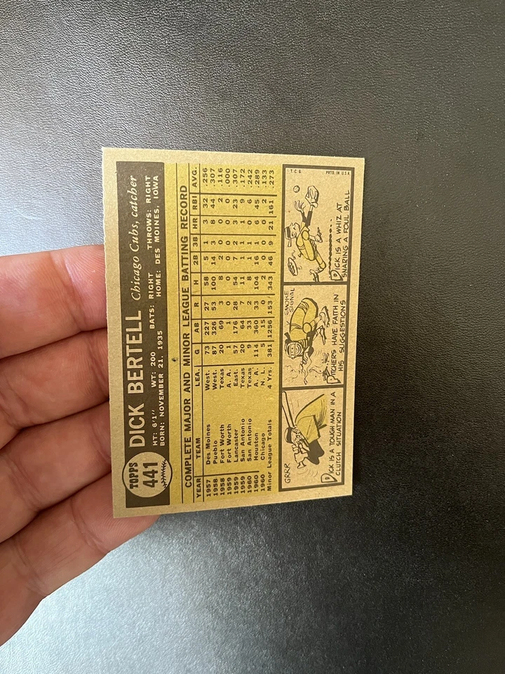 1961 TOPPS #441 DICK BERTELL CHI CUBS— PACK FRESH💥*** (wph) - Image 2 of 2