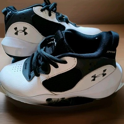 Under Armour Lockdown Little Boy's Leather Basketball Shoes Size 12 White/Black