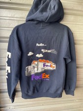 Vintage Y2K FedEx Express Shipping Blue Hoodie Sweatshirt Pullover Men's S
