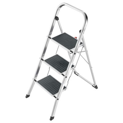 Hailo Folding Step Stool, Non-Slip 3 Step Ladder for Home & Kitchen, K70, Silver