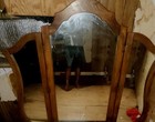 Antique Wood Framed Arched Tri-Fold Mirror Ornate Design Brown 58x48in — photo 2