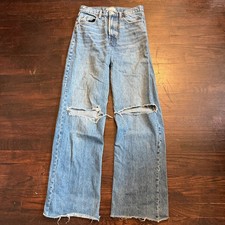 jeans donna zara larghi al ginocchio blu denim 28x32