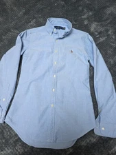 Ralph Lauren Shirt Men Small Blue Slim Fit Cotton Button Up Flesh Pony