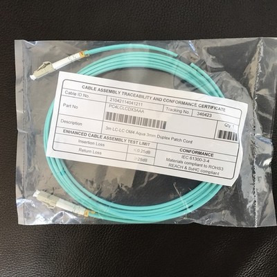 1 x LWL Patchkabel LC auf LC Duplex OM4 Multimode mit 3mm Mantel in Aqua