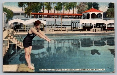 1915 Nellie Schmidt Champion Swimmer Oakland CA Panama-Pacific Expo Postcard